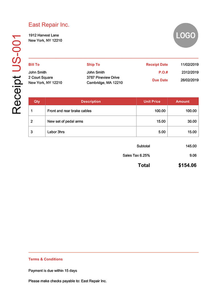 100 Free Receipt Templates | Print & Email Receipts As Pdf In Fake Credit Card Receipt Template