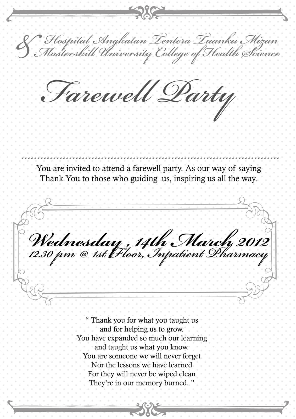 11 Standard Farewell Invitation Card Template Free Photo Intended For Farewell Card Template Word