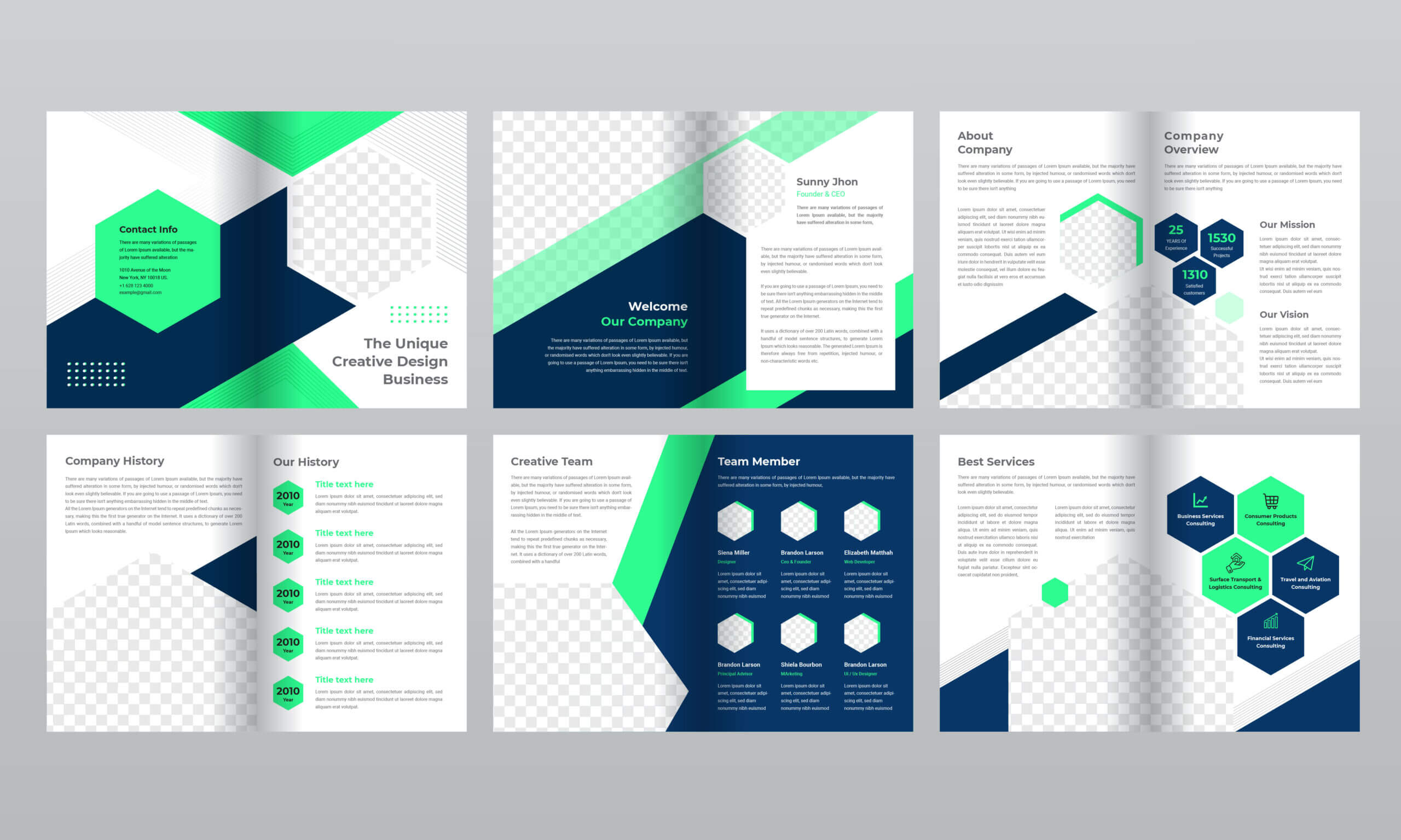 12 Page Blue And Green Gradient Business Brochure Template Regarding 12 Page Brochure Template