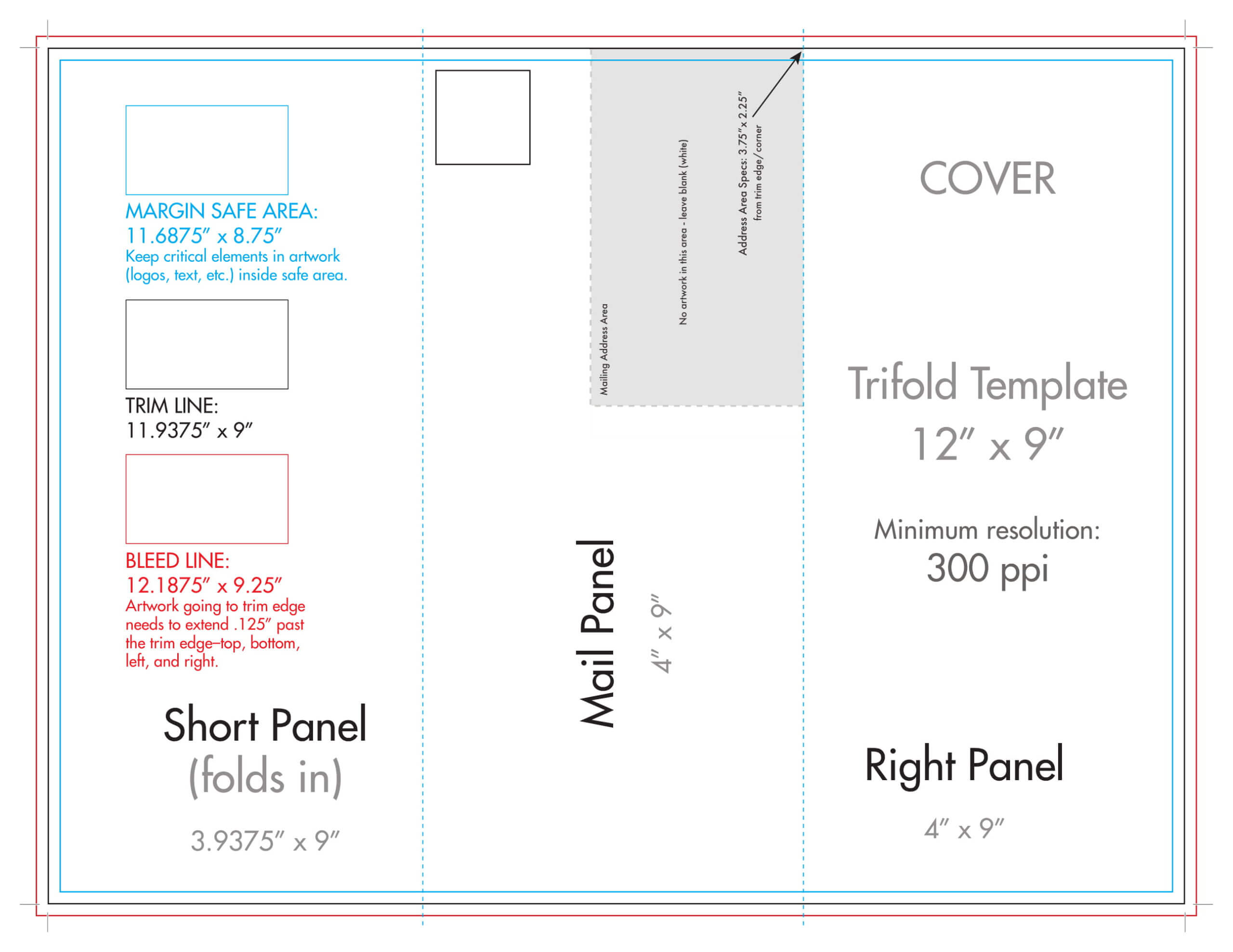 12" X 9" Rack Brochure Template (Tri Fold) – U.s. Press Pertaining To Three Fold Card Template