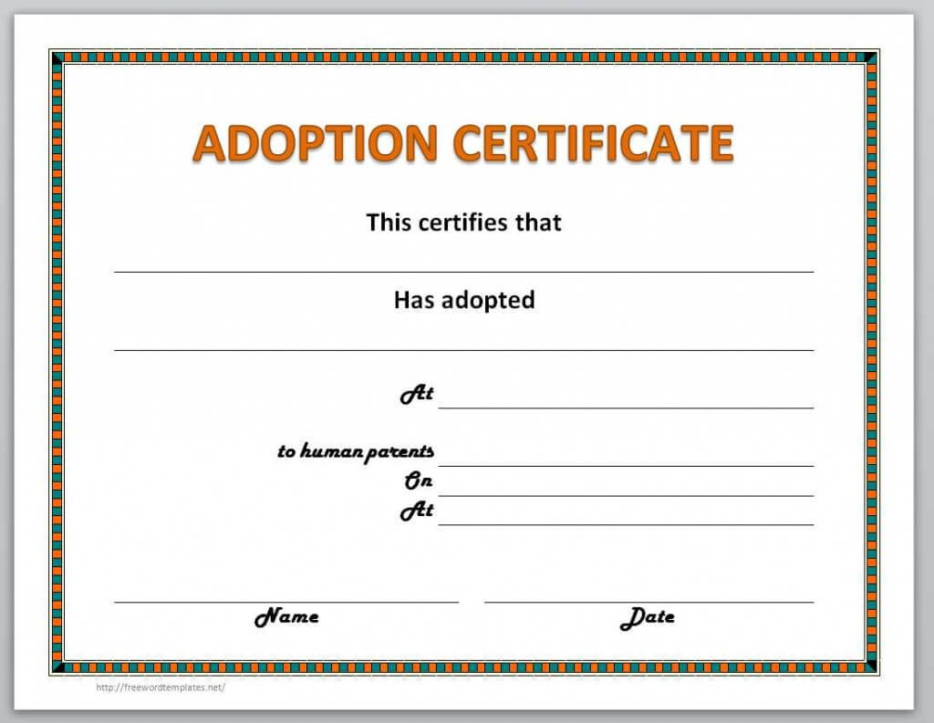 13 Free Certificate Templates For Word » Officetemplate With Regard To Child Adoption Certificate Template