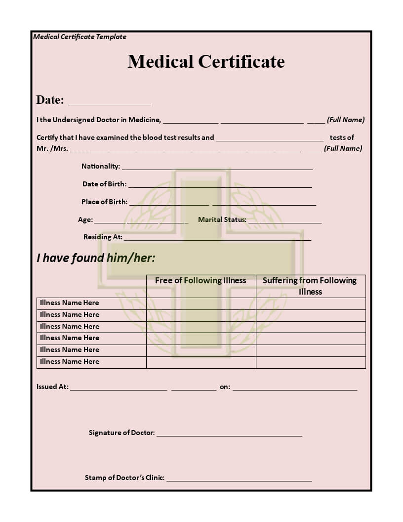 15+ Medical Certificate Templates For Sick Leave – Pdf, Docs In Free Fake Medical Certificate Template