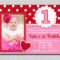 1St Birthday Invitations Girl Free Template : Valentines for First Birthday Invitation Card Template