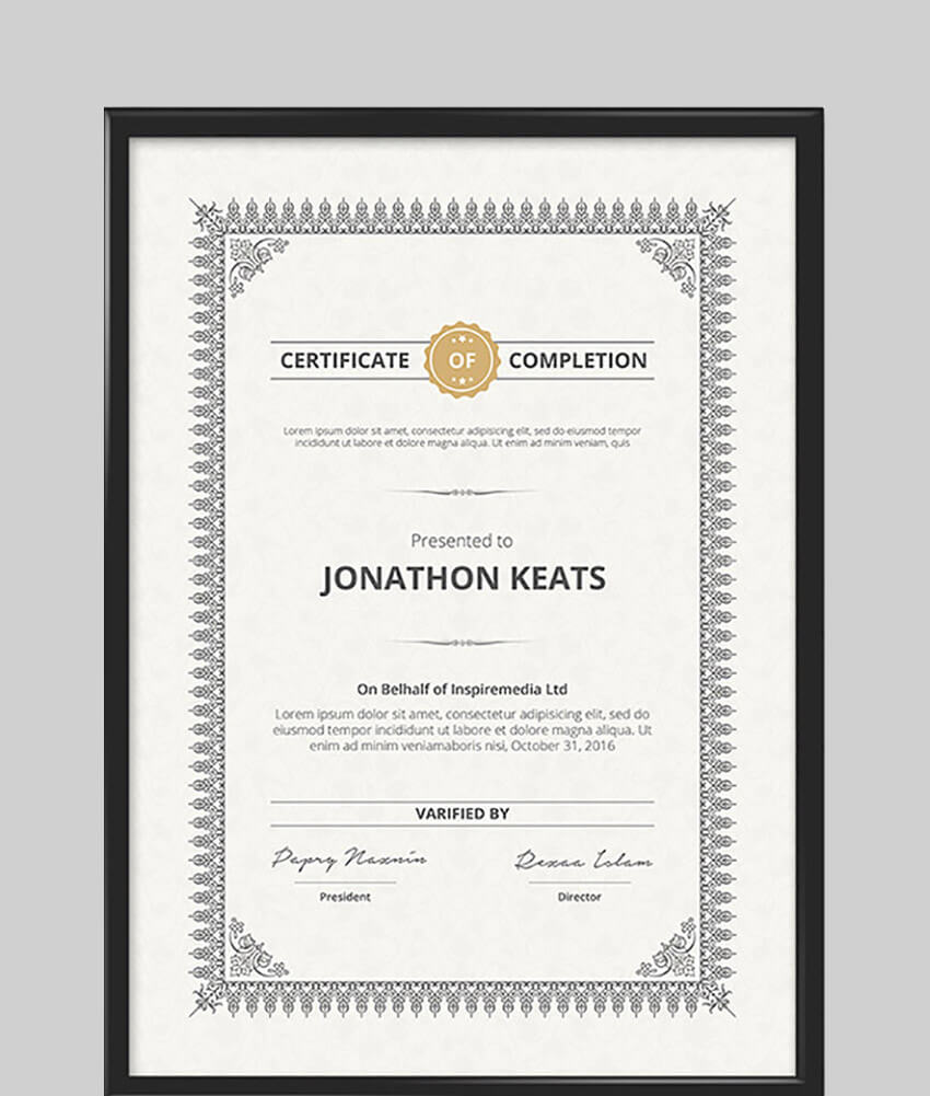 20 Best Word Certificate Template Designs To Award Pertaining To Certificate Of Completion Free Template Word