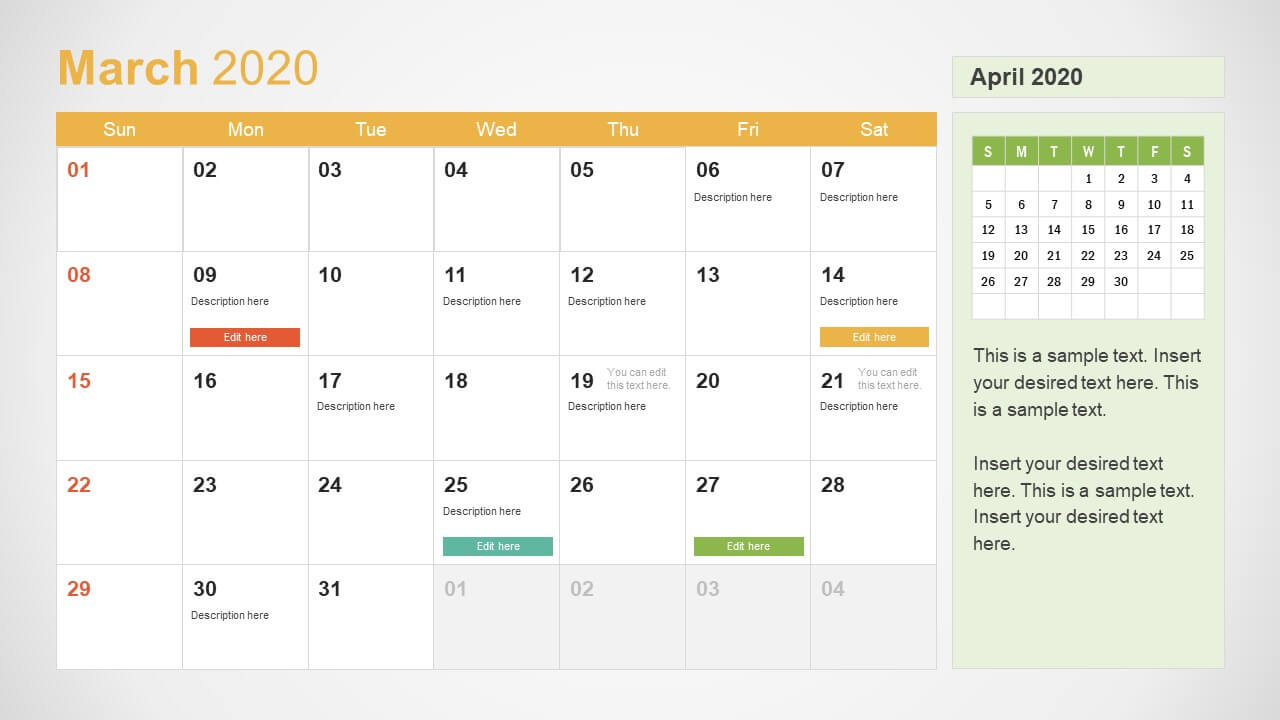 2020 Calendar Powerpoint Template In Microsoft Powerpoint Calendar Template