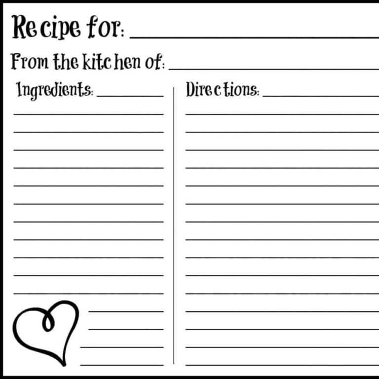 free recipe card templates for microsoft word 4 per page