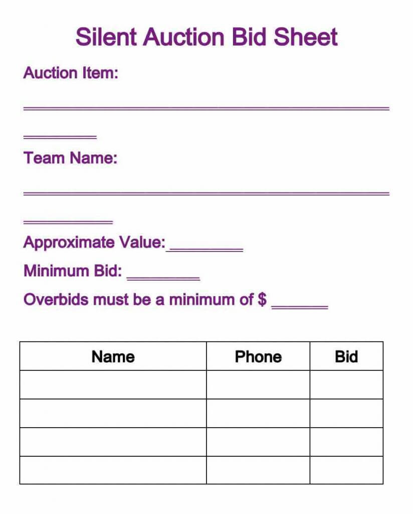 21+ Silent Auction Bid Sheets Free Download | Templates Study Intended For Auction Bid Cards Template