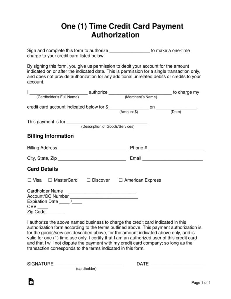 23+ Credit Card Authorization Form Template Pdf Fillable 2020!! In Credit Card Payment Slip Template