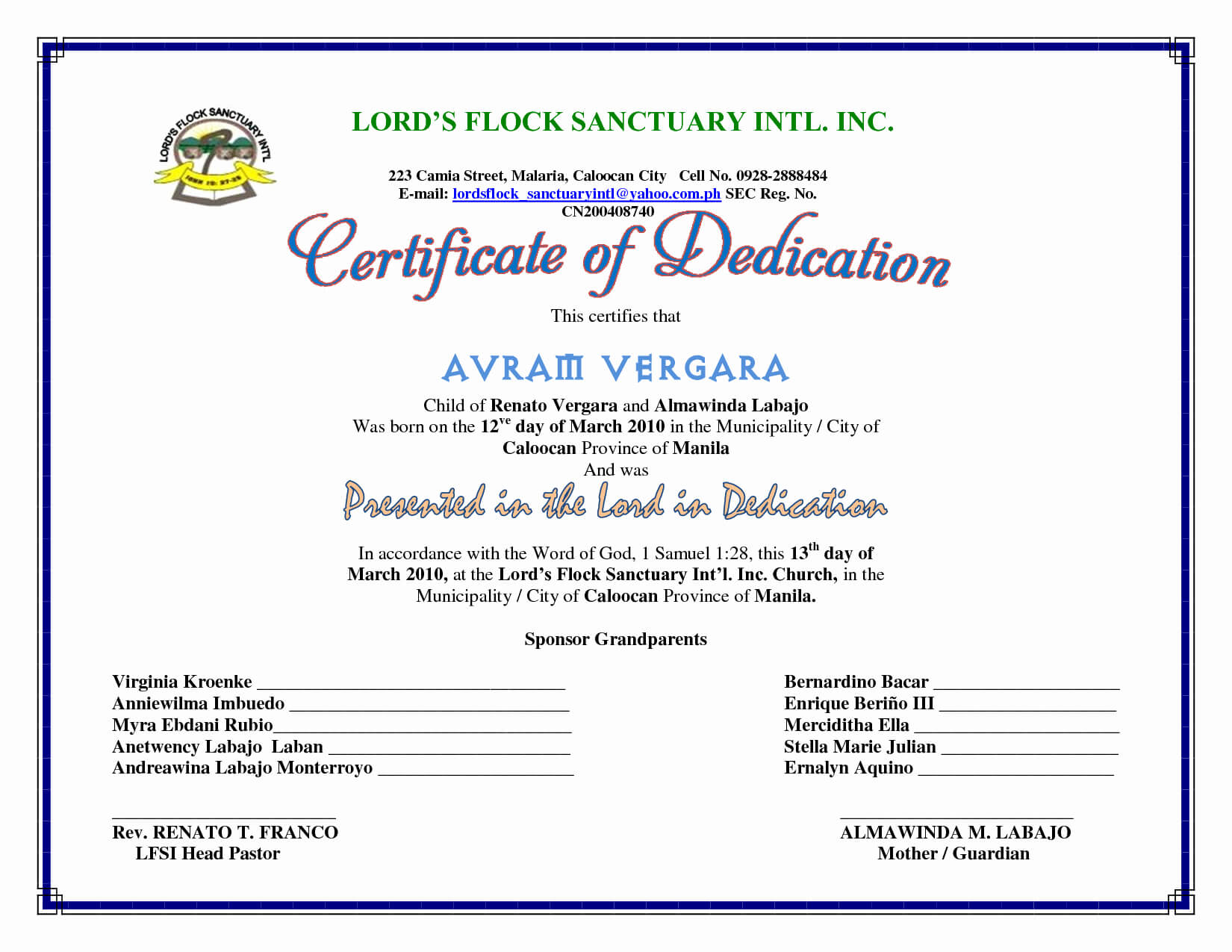 2726 Baby Dedication Certificates C Template Business For Baby Dedication Certificate Template