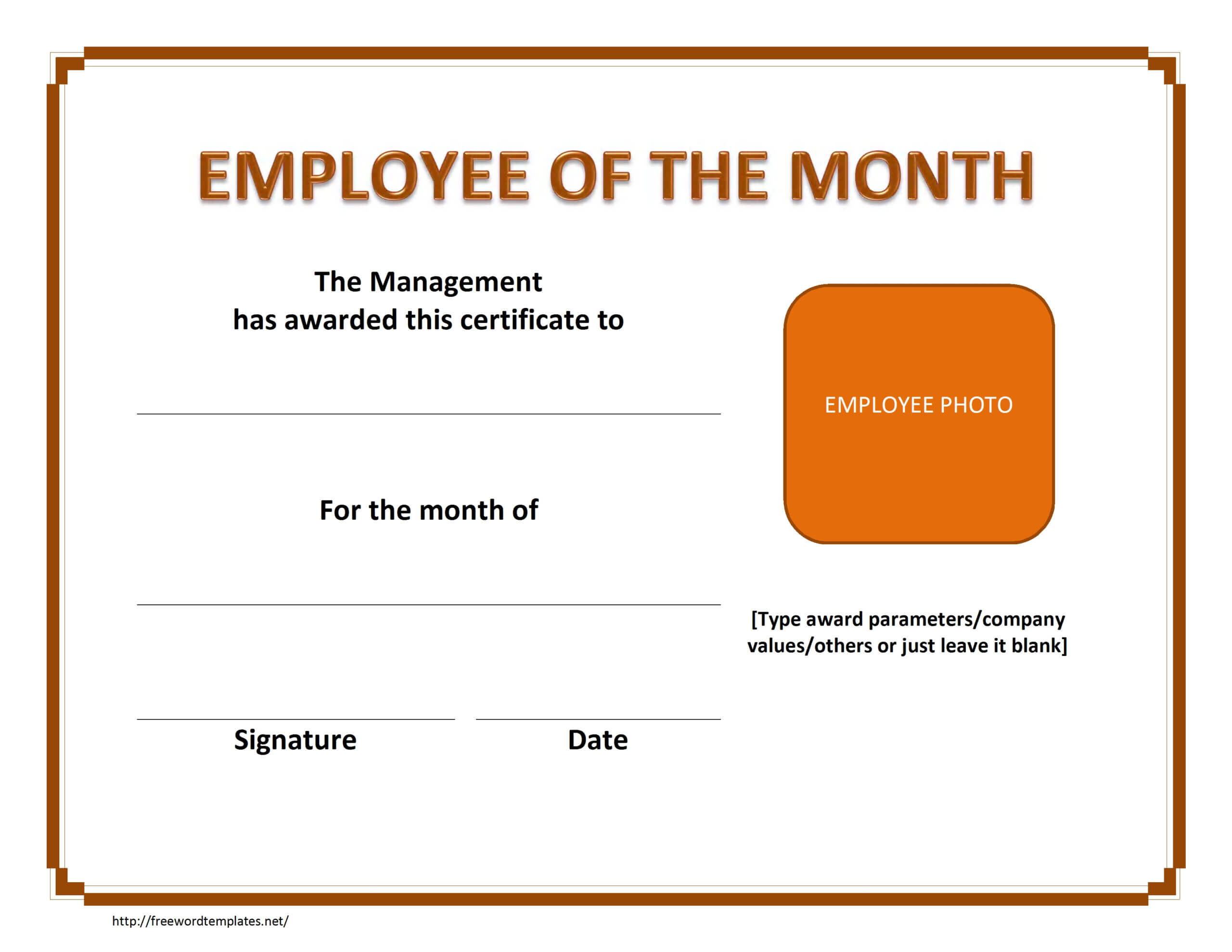 28+ [ Employee Of The Month Certificate Template Word Pertaining To Microsoft Word Award Certificate Template