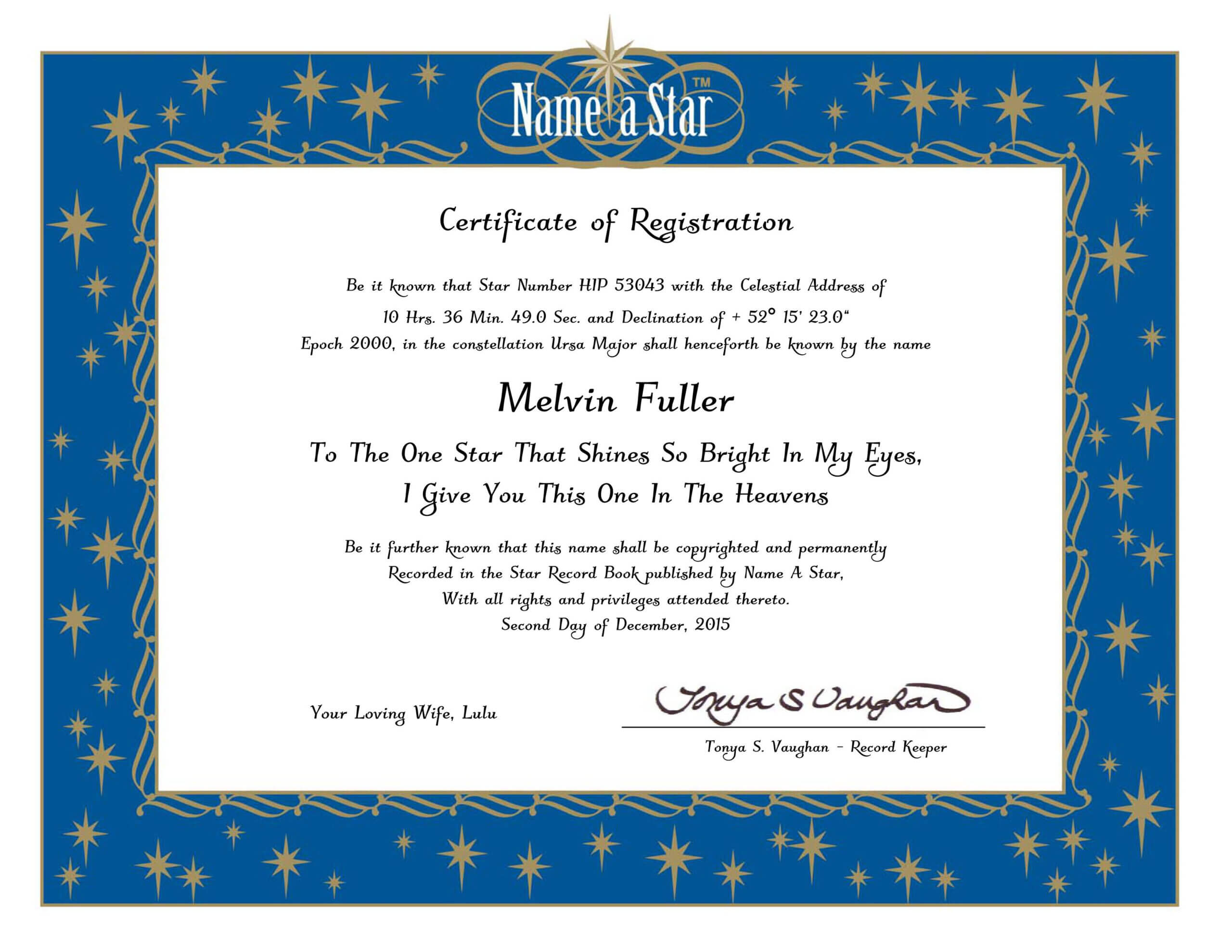 28+ [ Star Certificate Template ] | Shooting Star Specialty For Star Naming Certificate Template