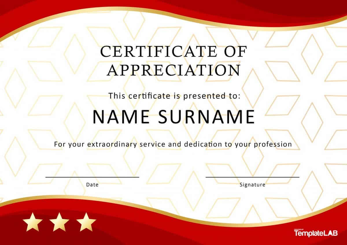 30 Free Certificate Of Appreciation Templates And Letters Regarding Certificate Of Service Template Free