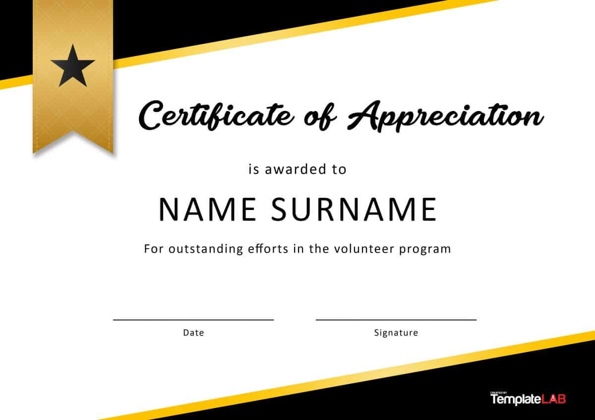 30 Free Certificate Of Appreciation Templates And Letters Regarding Volunteer Certificate Template