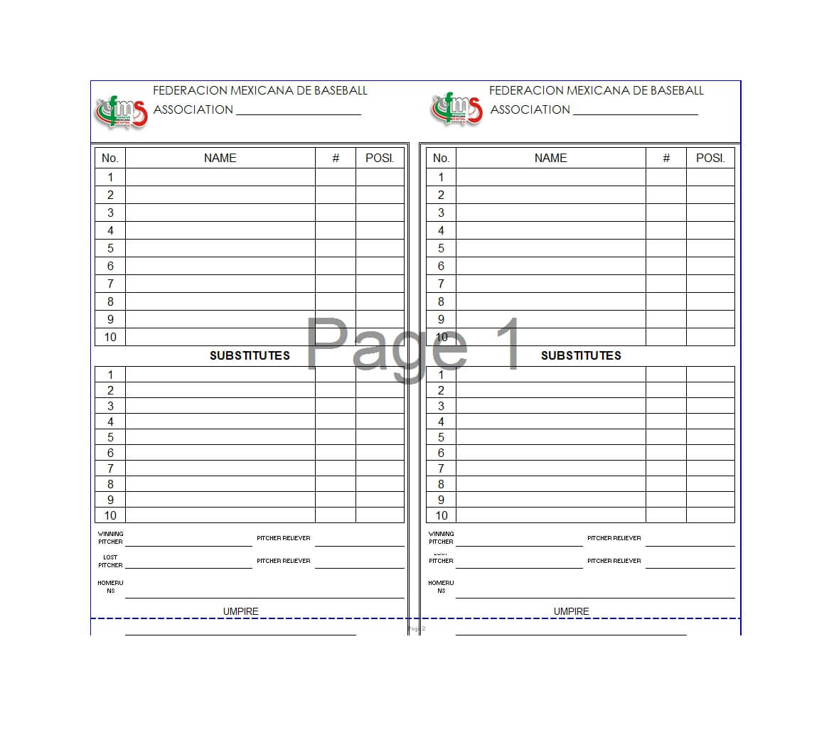 33 Printable Baseball Lineup Templates [Free Download] ᐅ With Softball Lineup Card Template