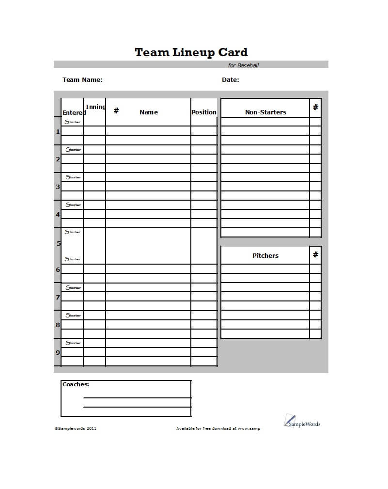 33 Printable Baseball Lineup Templates [Free Download] ᐅ within Dugout
