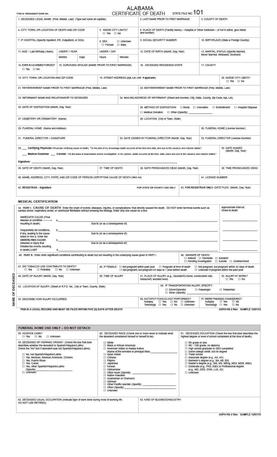 37 Blank Death Certificate Templates [100% Free] ᐅ Templatelab For Birth Certificate Fake Template