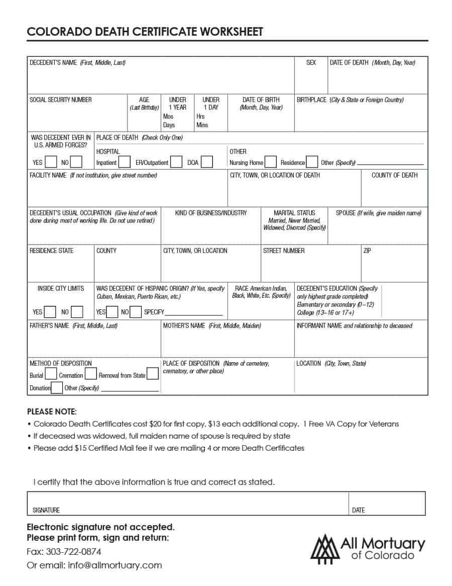 37 Blank Death Certificate Templates [100% Free] ᐅ Templatelab Intended For Death Certificate Translation Template
