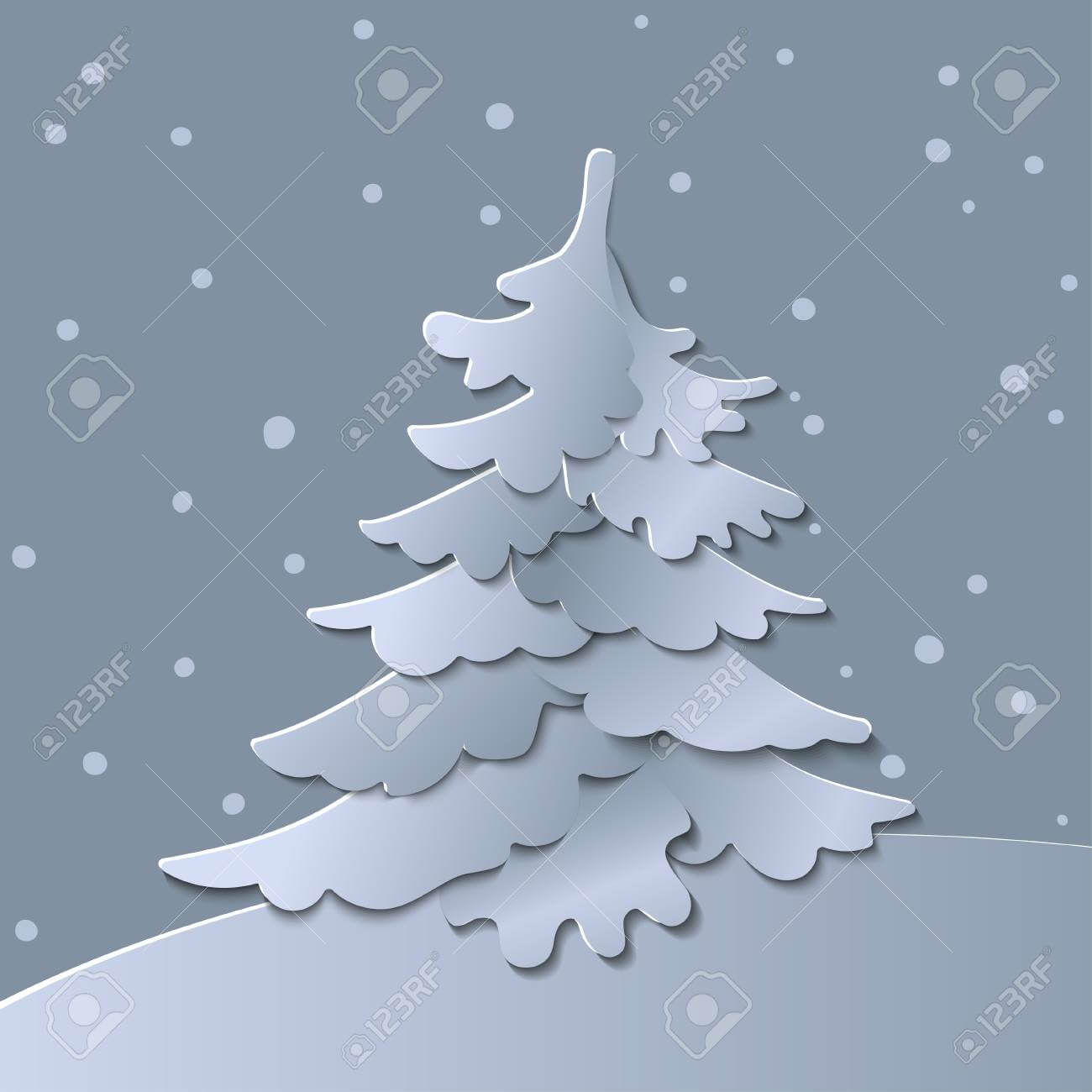 3D Abstract Paper Cut Illustration Of Christmas Tree. Vector.. Inside 3D Christmas Tree Card Template