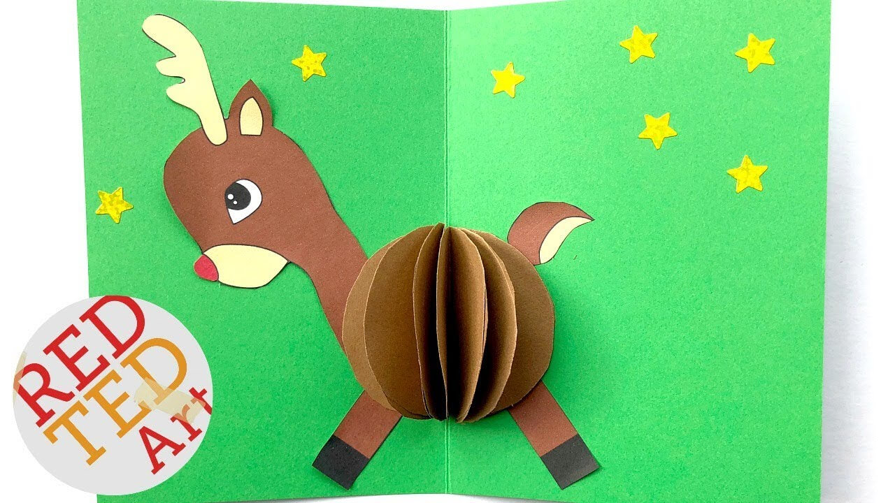 3D Christmas Card Diy - Easy Rudolph Pop Up Card - Templates - Paper Crafts With Diy Christmas Card Templates