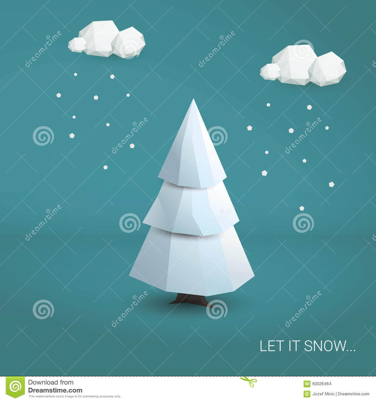 3D Low Poly Christmas Tree Card Template Stock Illustration Regarding 3D Christmas Tree Card Template