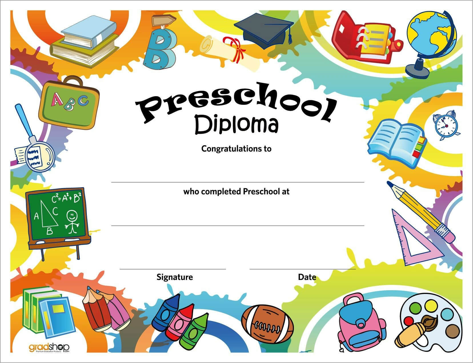 3Dd Preschool Diploma Certificate Design Template In Psd C With Graduation Certificate Template Word