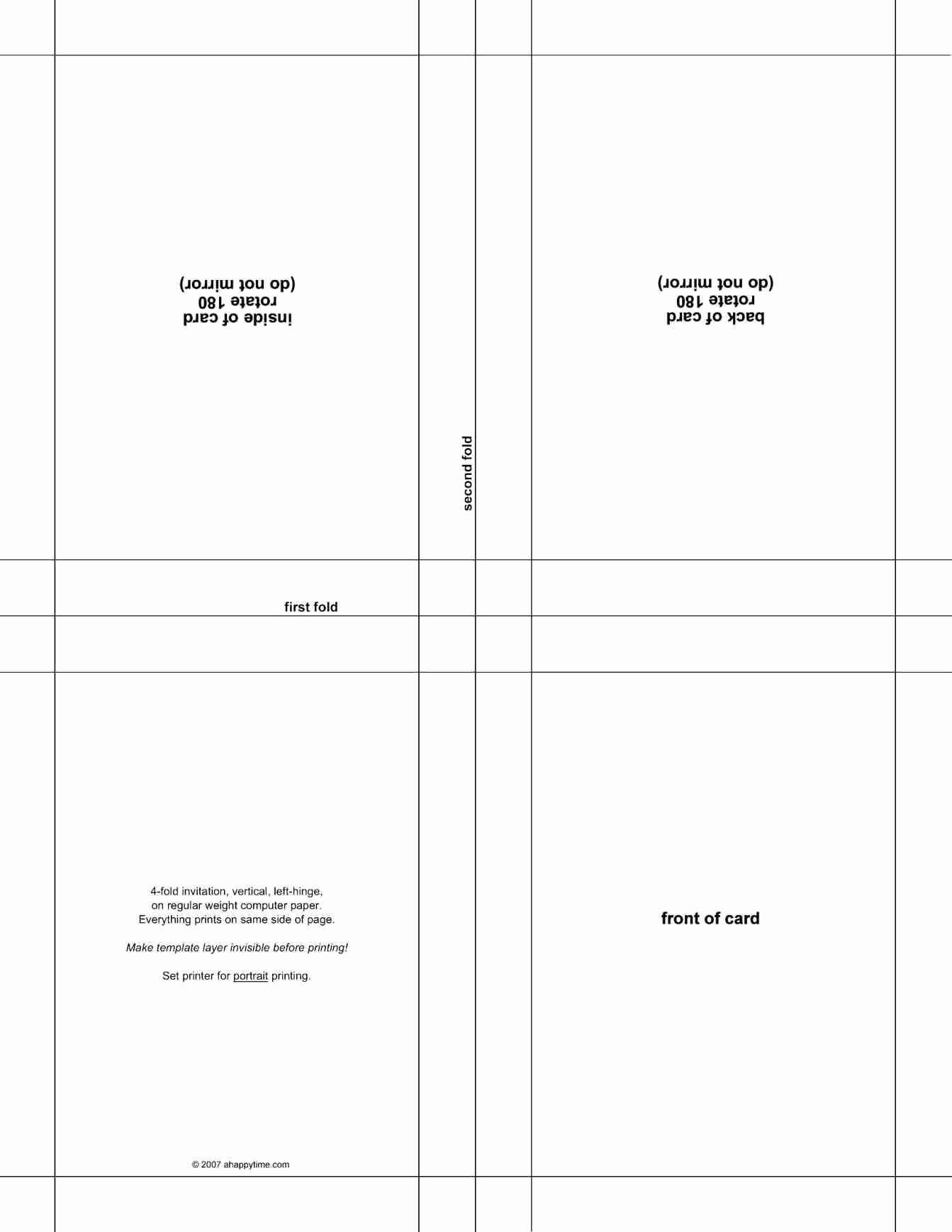 4 Fold Card Template Word - Calep.midnightpig.co For Blank Quarter Fold Card Template