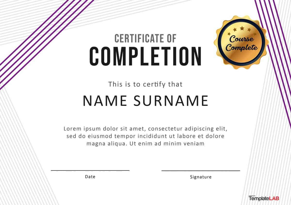 40 Fantastic Certificate Of Completion Templates [Word Inside Free Training Completion Certificate Templates