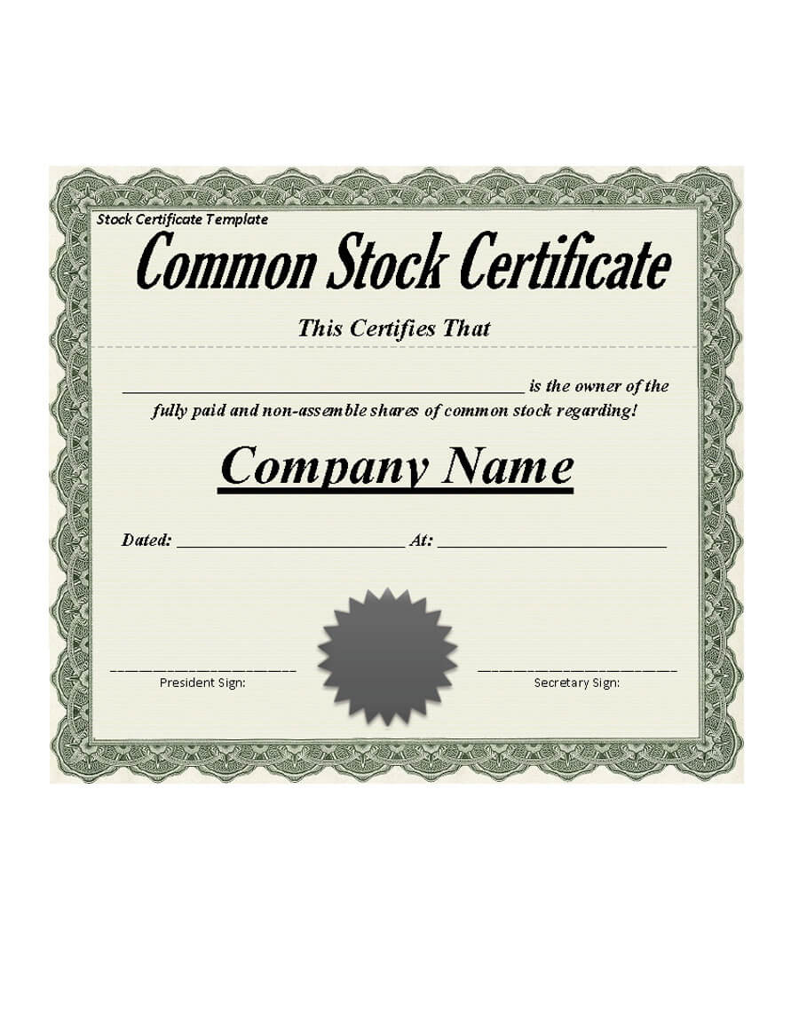 40+ Free Stock Certificate Templates (Word, Pdf) ᐅ Templatelab Inside Corporate Share Certificate Template