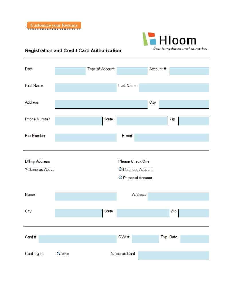 41 Credit Card Authorization Forms Templates {Ready To Use} For Credit Card Template For Kids