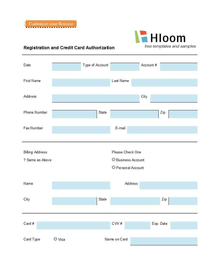 41 Credit Card Authorization Forms Templates Ready To Use Throughout