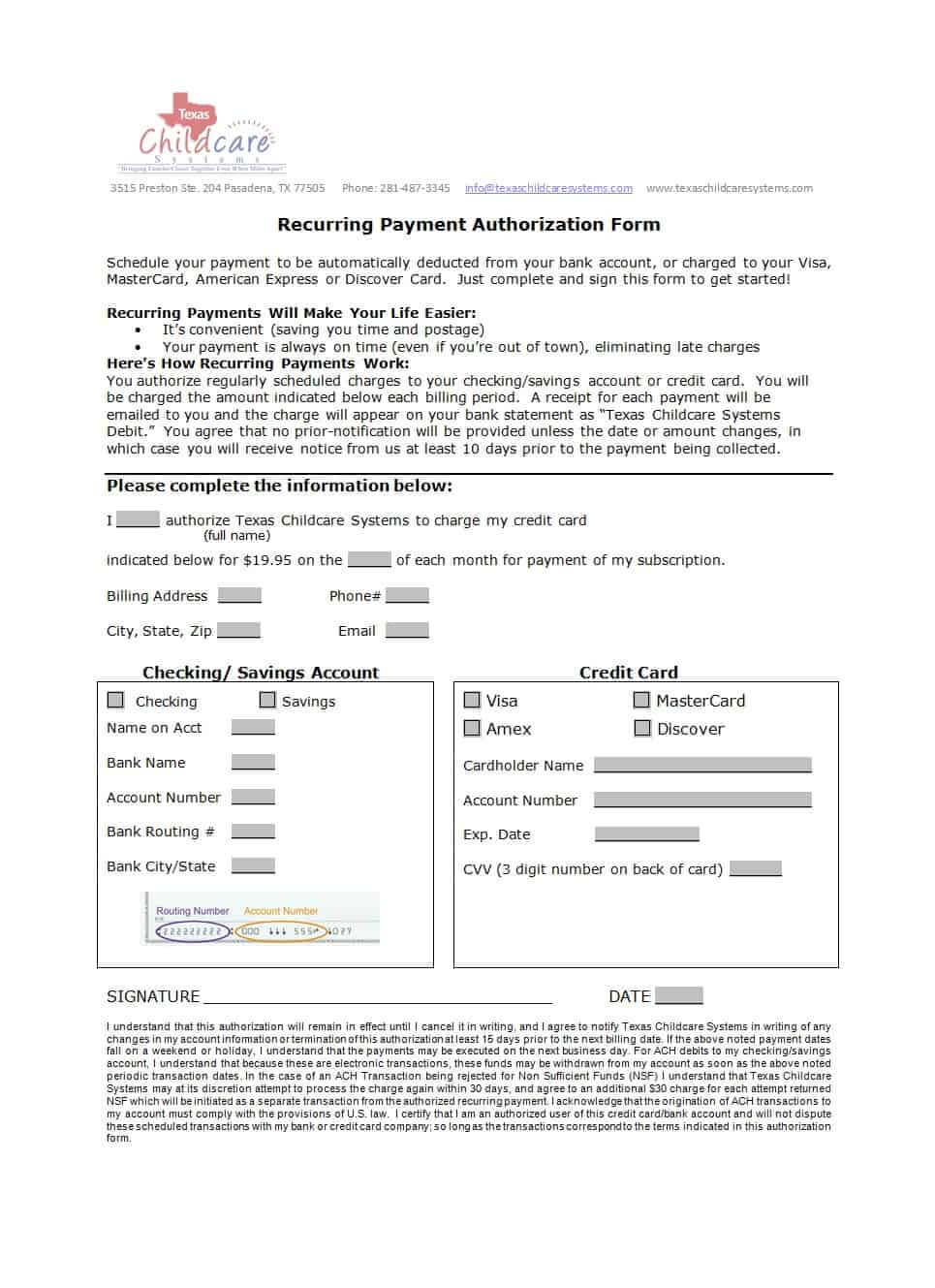 41 Credit Card Authorization Forms Templates {Ready To Use} With Authorization To Charge Credit Card Template