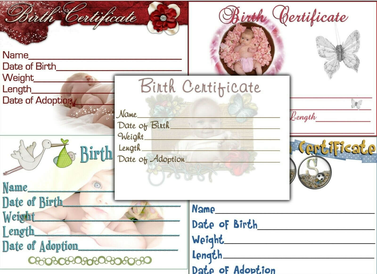 5 Reborn Baby #1 "print Yourself" Birth Certificate Graphics Unlimited You  Print With Baby Doll Birth Certificate Template