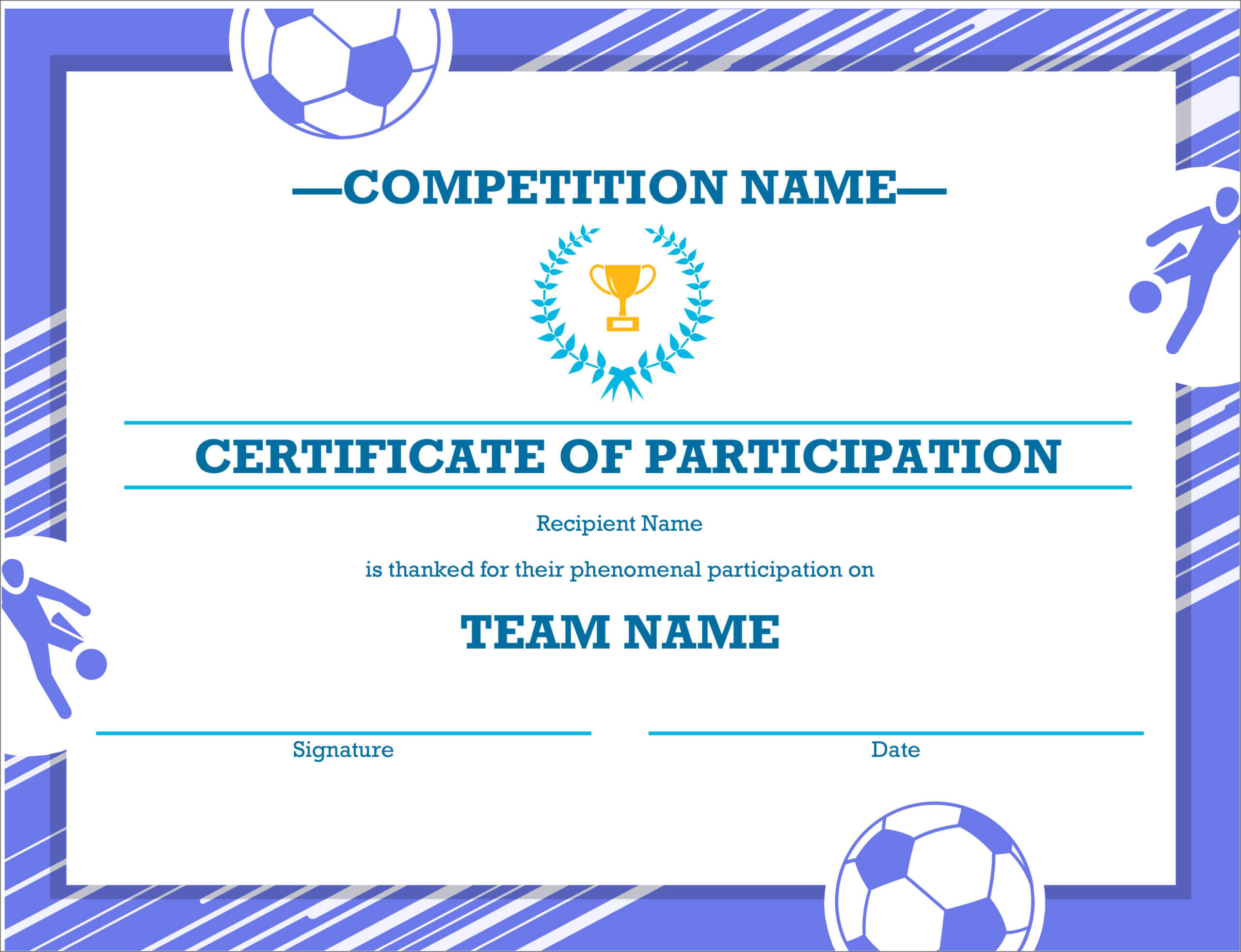 50 Free Creative Blank Certificate Templates In Psd Inside Soccer Certificate Templates For Word