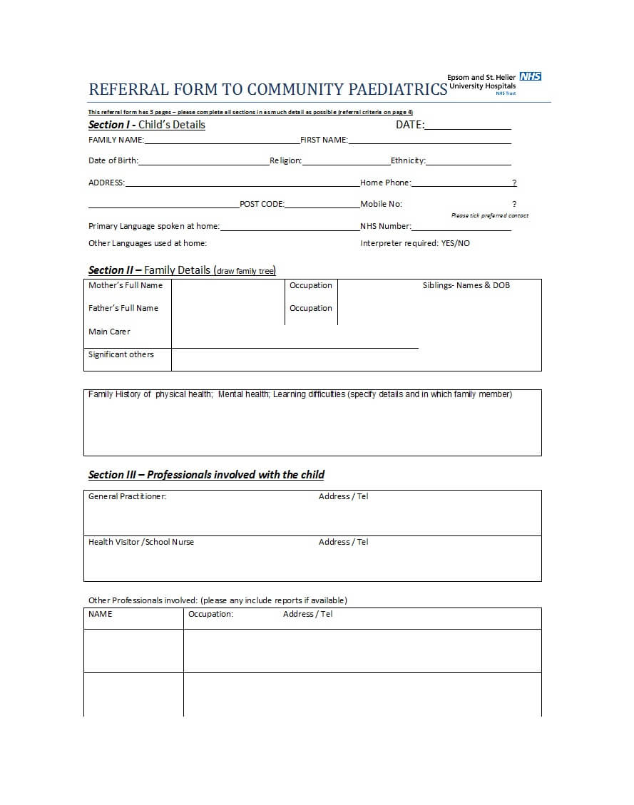 50 Referral Form Templates [Medical & General] ᐅ Templatelab For Referral Certificate Template