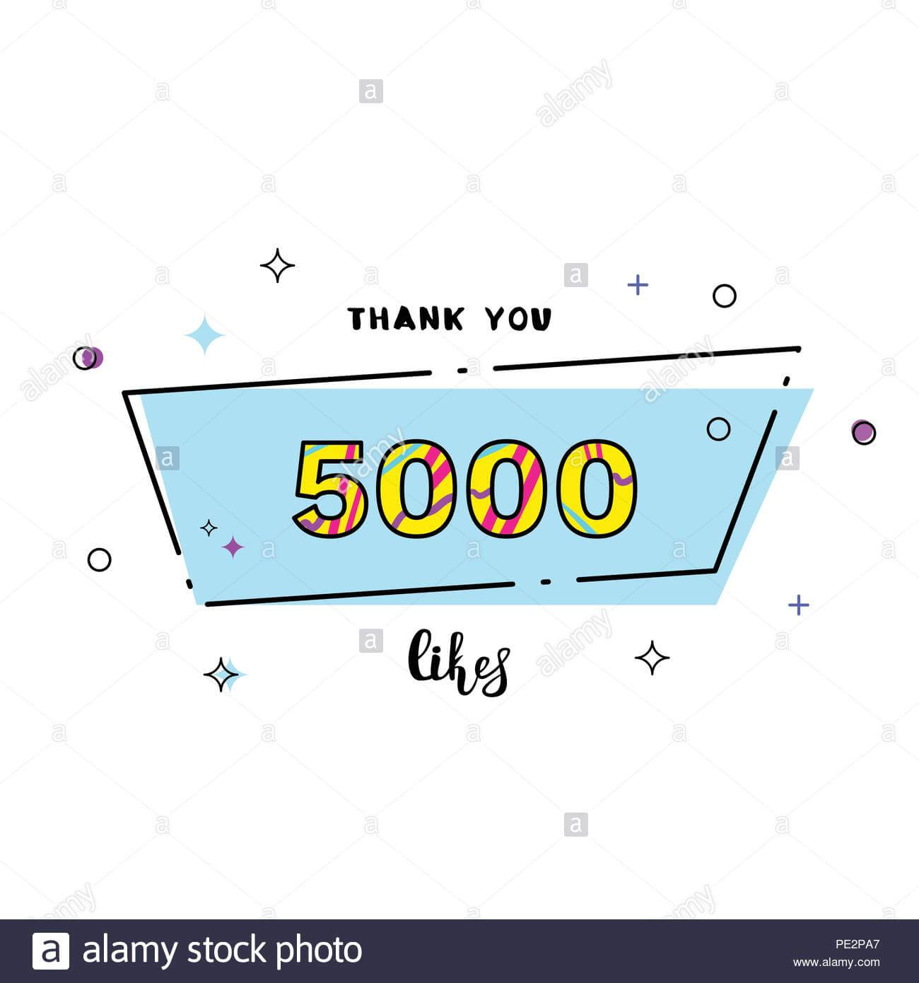 5000 Likes Thank You Card. Template For Social Media. Vector In Soccer Thank You Card Template