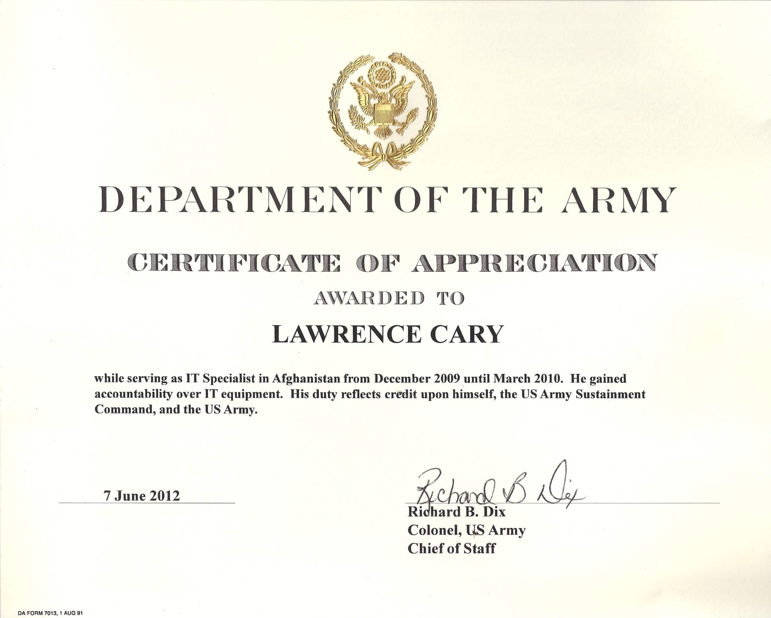 6+ Army Appreciation Certificate Templates – Pdf, Docx For Boot Camp Certificate Template