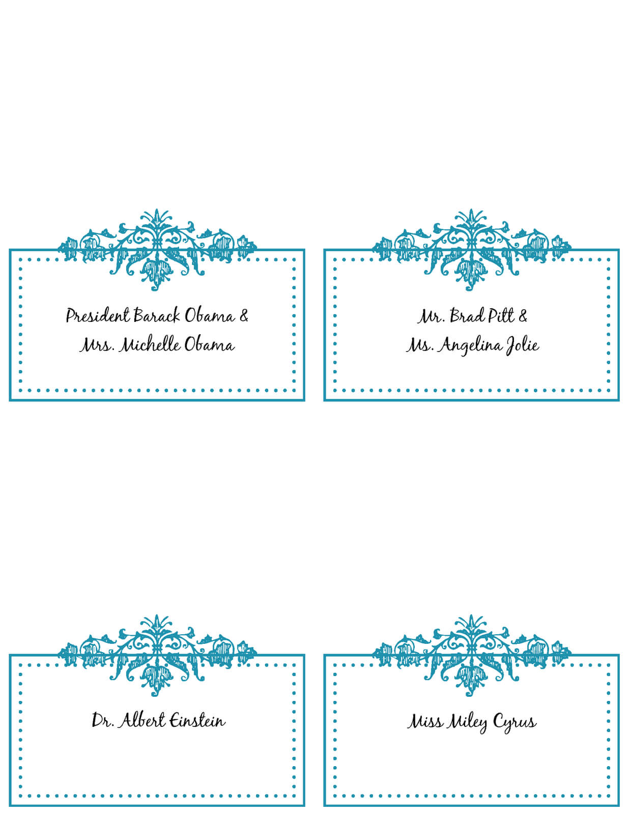 6 Best Images Of Free Printable Wedding Place Cards - Free In Free Place Card Templates 6 Per Page