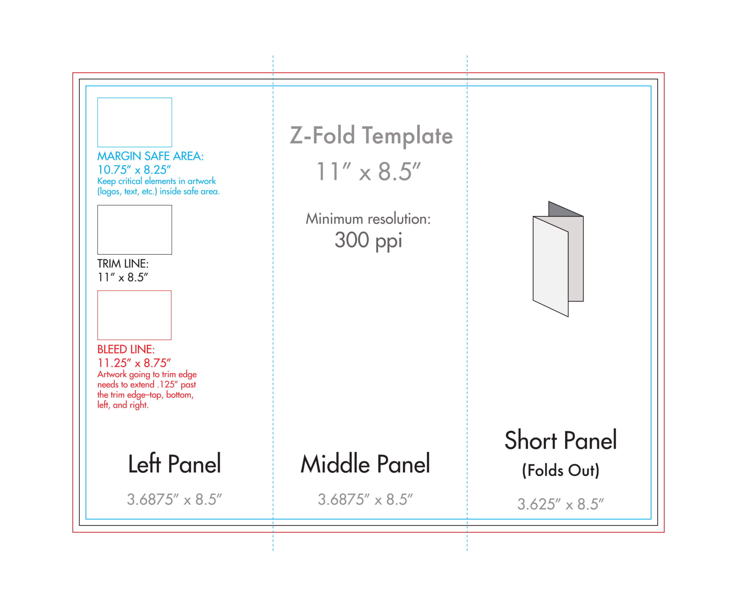 8.5" X 11" Z Fold Brochure Template – U.s. Press Pertaining To 8.5 X11 Brochure Template