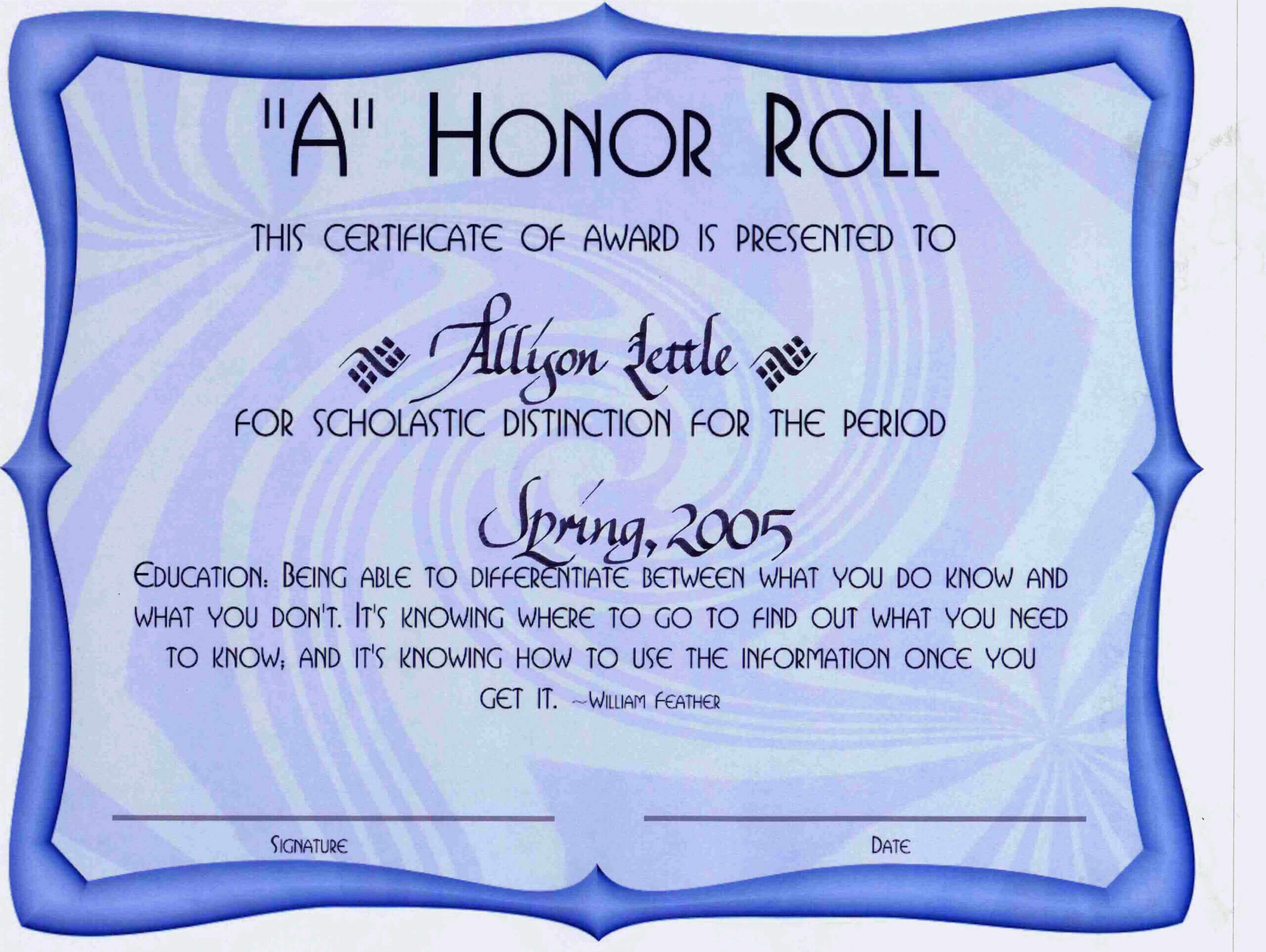 8 Printable Honor Roll Certificate Templates Samples Doc Pdf In Honor Roll Certificate Template