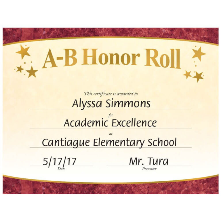 a-b-honor-roll-gold-foil-stamped-certificates-pack-of-25-intended-for
