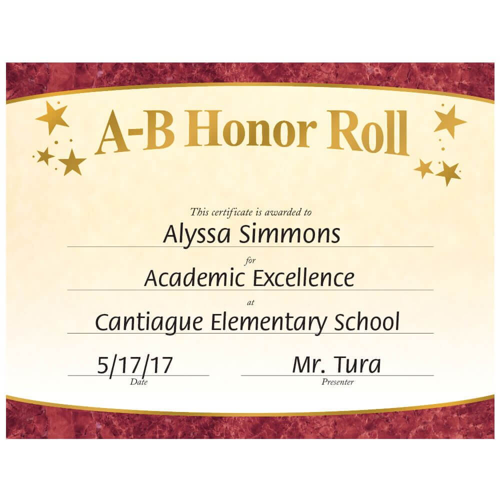 A B Honor Roll Gold Foil Stamped Certificates – Pack Of 25 Intended For Promotion Certificate Template