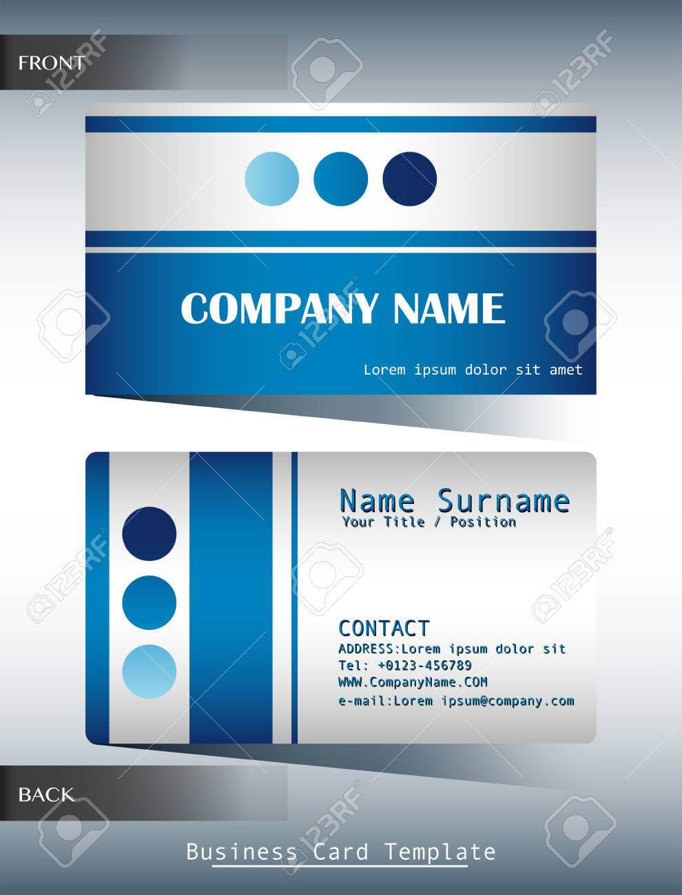 A Blue And Grey Calling Card Template Regarding Template For Calling Card