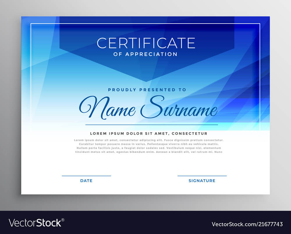 Abstract Blue Award Certificate Design Template Inside Award Certificate Design Template