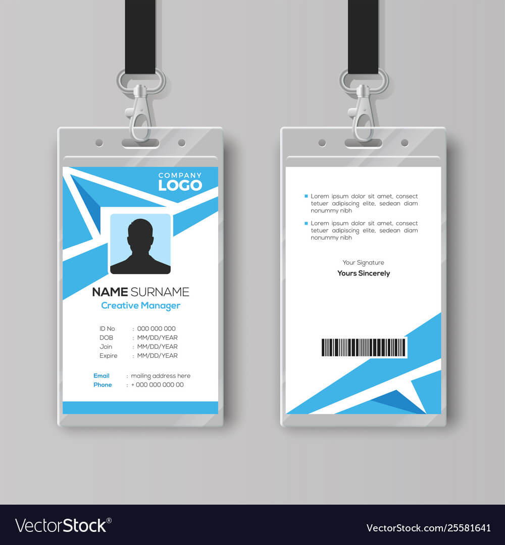 Abstract Blue Id Card Design Template Intended For Company Id Card Design Template