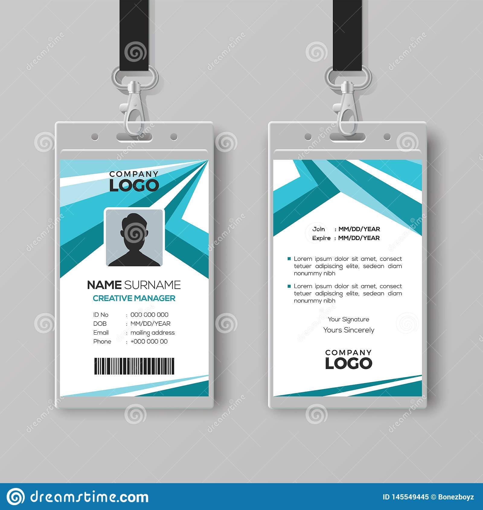 Abstract Corporate Id Card Design Template Stock Vector With Conference Id Card Template