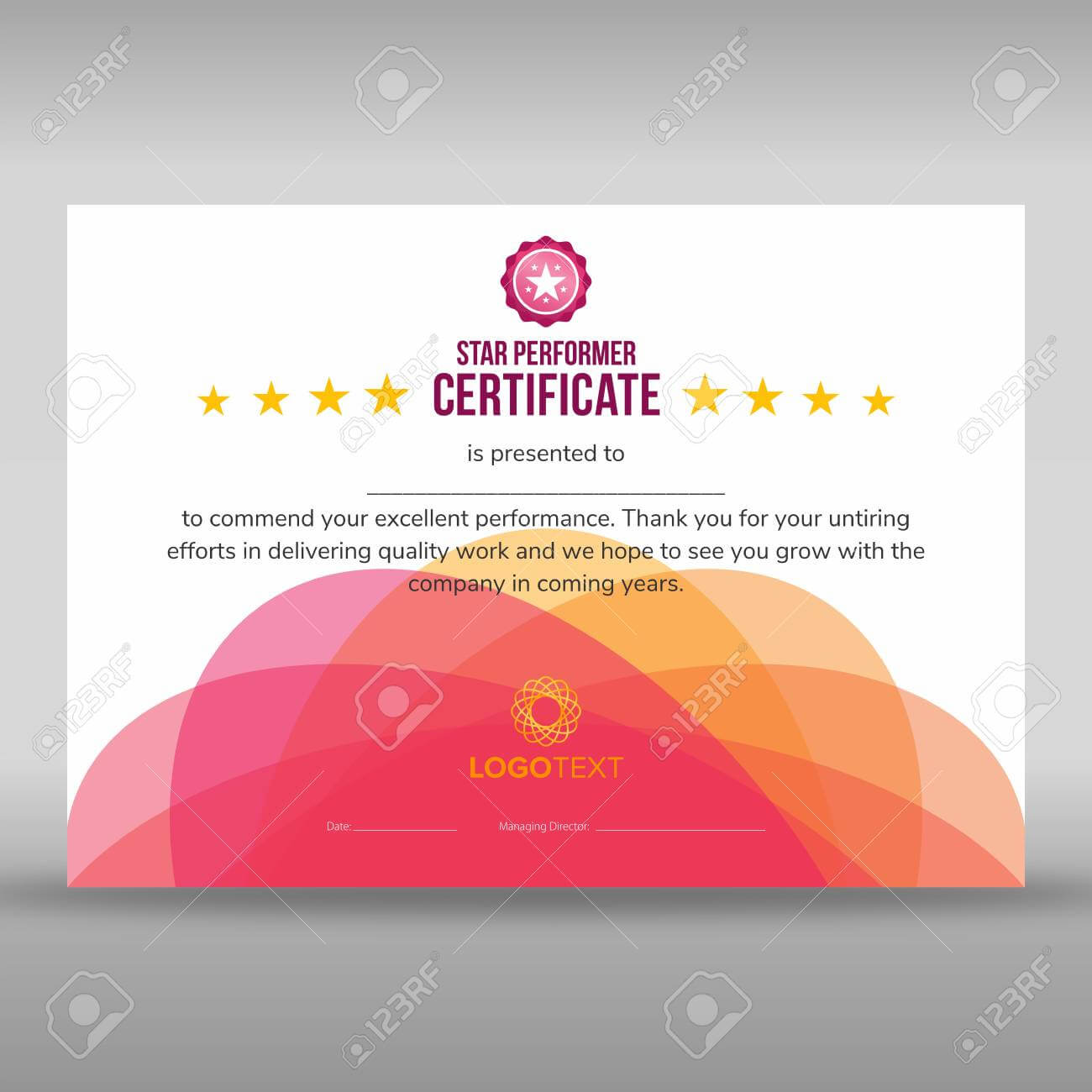 Abstract Creative Pink Star Performer Certificate In Star Performer Certificate Templates
