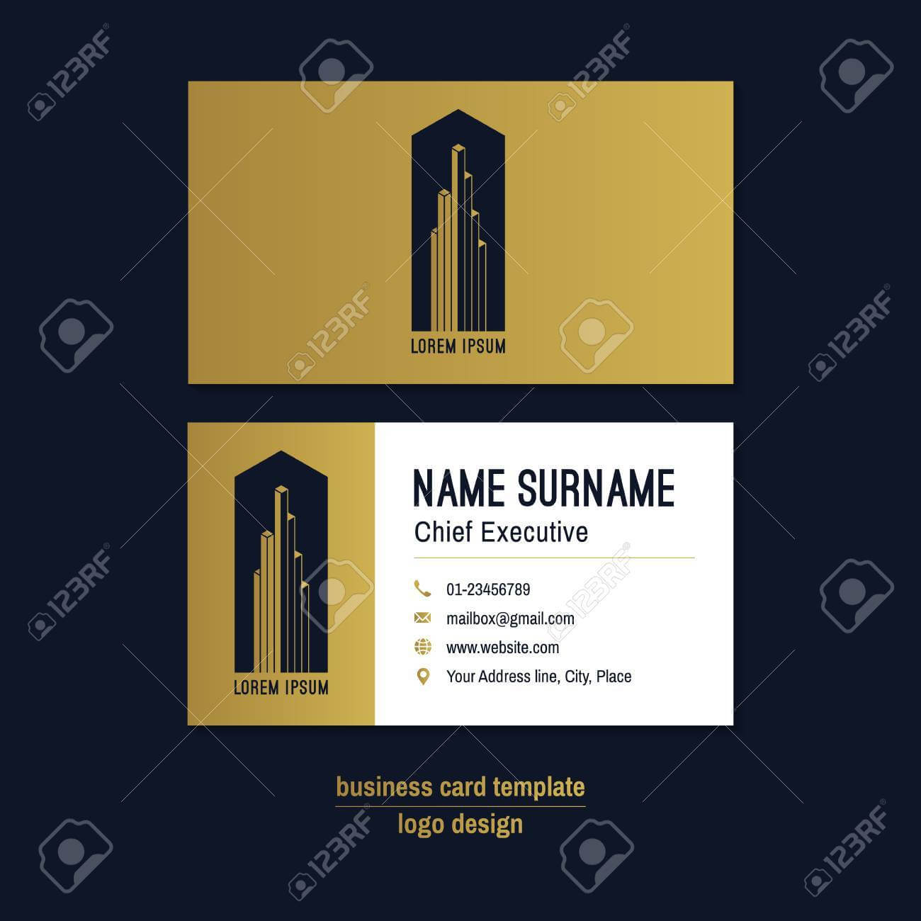 Abstract Horizontal Vector Business Card Template. Gold, Blue,.. Pertaining To Christian Business Cards Templates Free