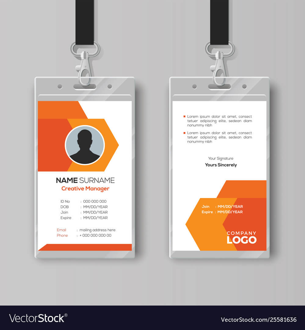 Abstract Orange Id Card Design Template Throughout Conference Id Card Template