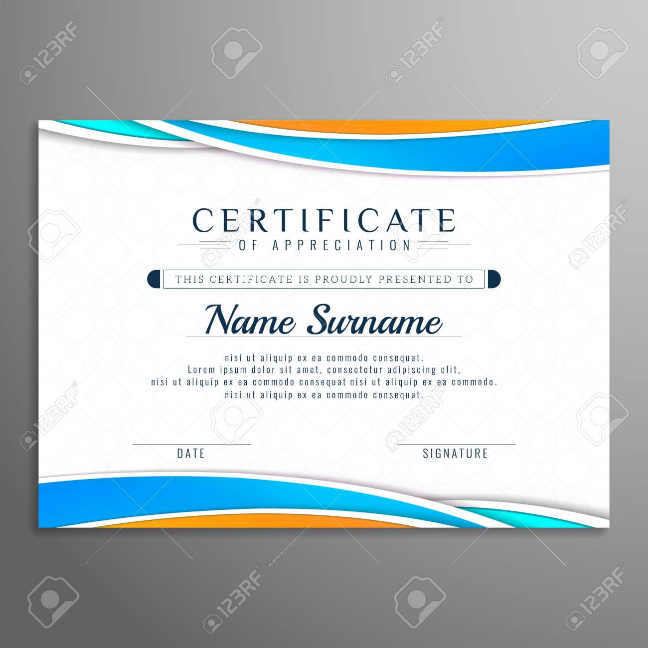 Abstract Wavy Beautiful Certificate Design Template With Beautiful Certificate Templates