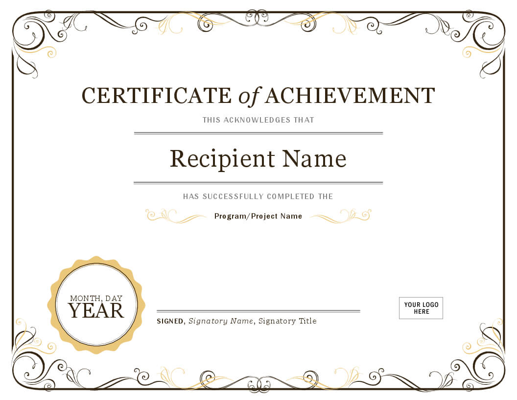 Achievement Award Certificate Template - Dalep.midnightpig.co Inside Word Certificate Of Achievement Template
